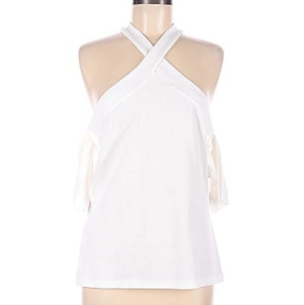 Criss-cross Halter Neck Cold Shoulder Top